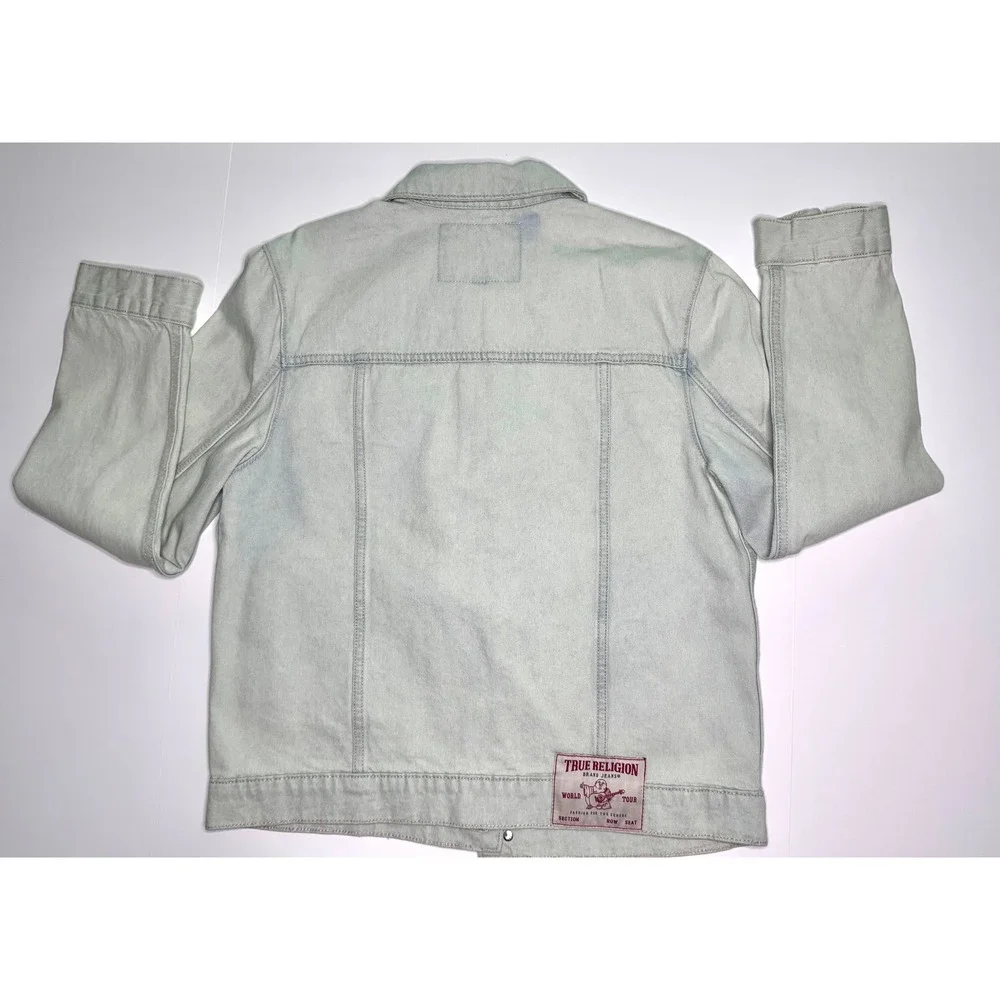 True Religion Jesse SN Trucker Jacket Light Blossom Wash Denim‎ Mens Small